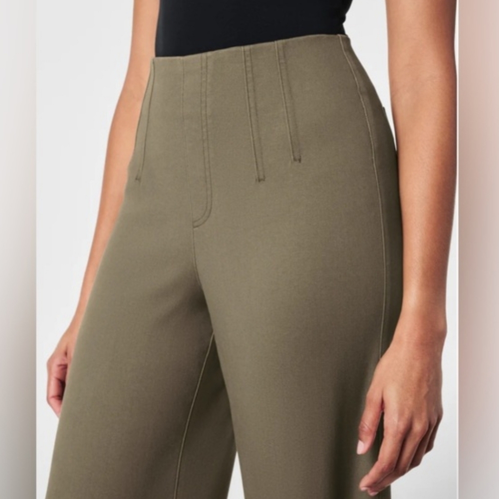 NWT Spanx Stretch Twill Cropped Wide Leg Pants in Sage Green 3X - Picture 6 of 16